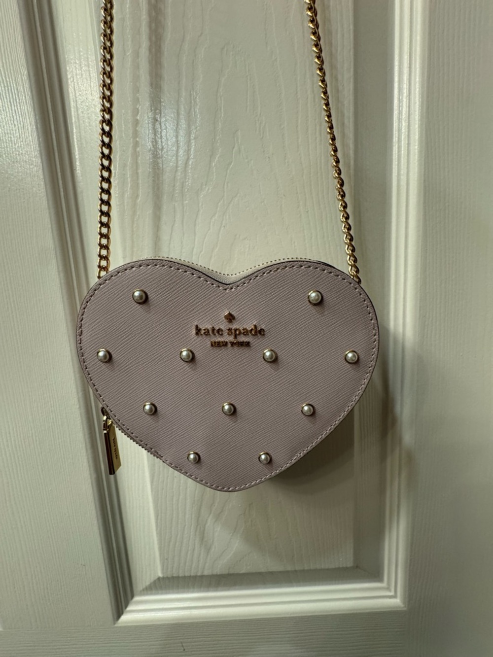 kate spade Lilac Heart Studded Crossbody with Gold Chain